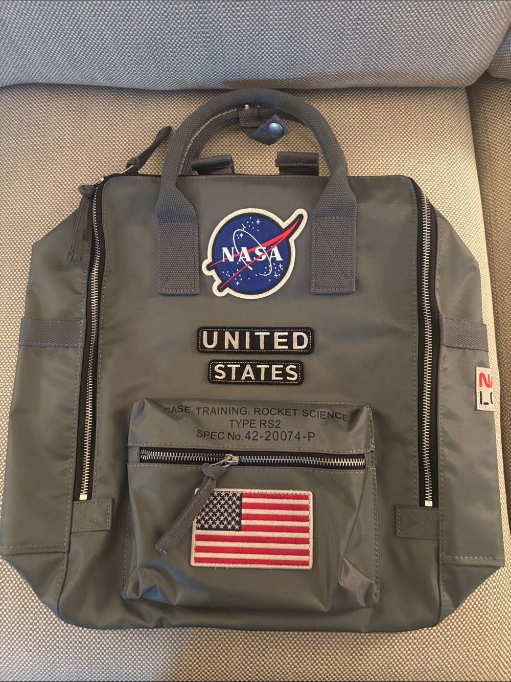 NASA United States Olive Green Men's Patch Backpack